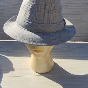 Vintage Gray Striped Fedora 6 3/4